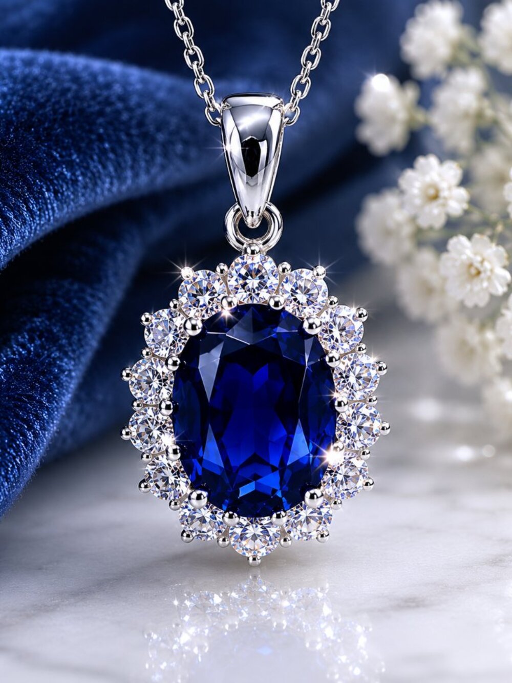 Blue Velvet Pendant Necklace